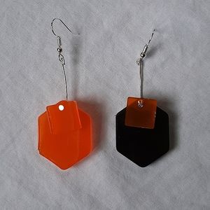 Handmade Black and Orange Earrings
